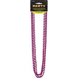 Unique Party Beaded Metallic Necklace (Pack of 4) / Hot Pink